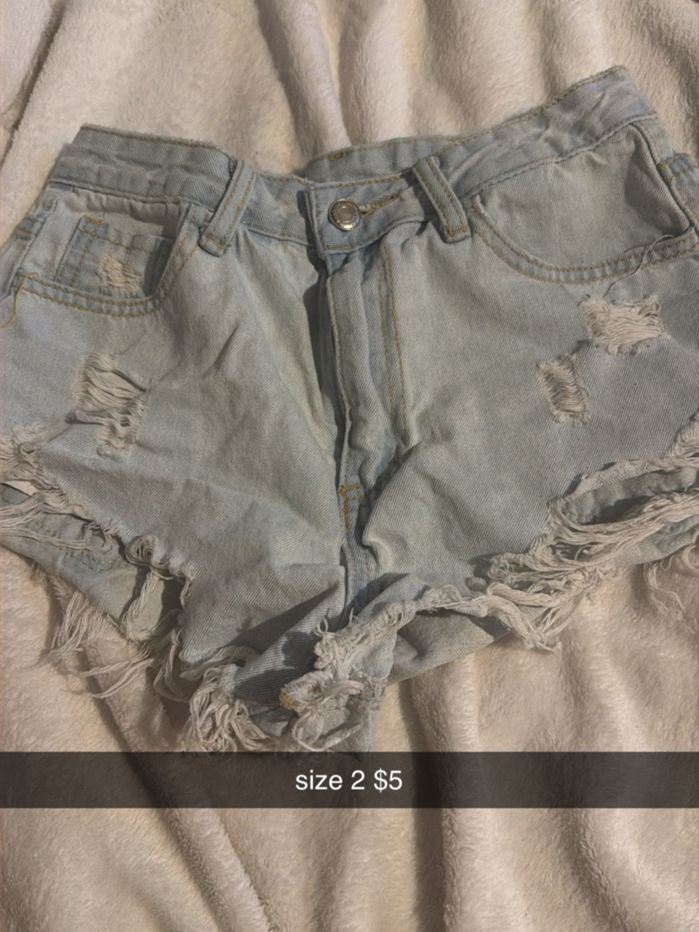 SHEIN Light Wash Distressed Denim Shorts